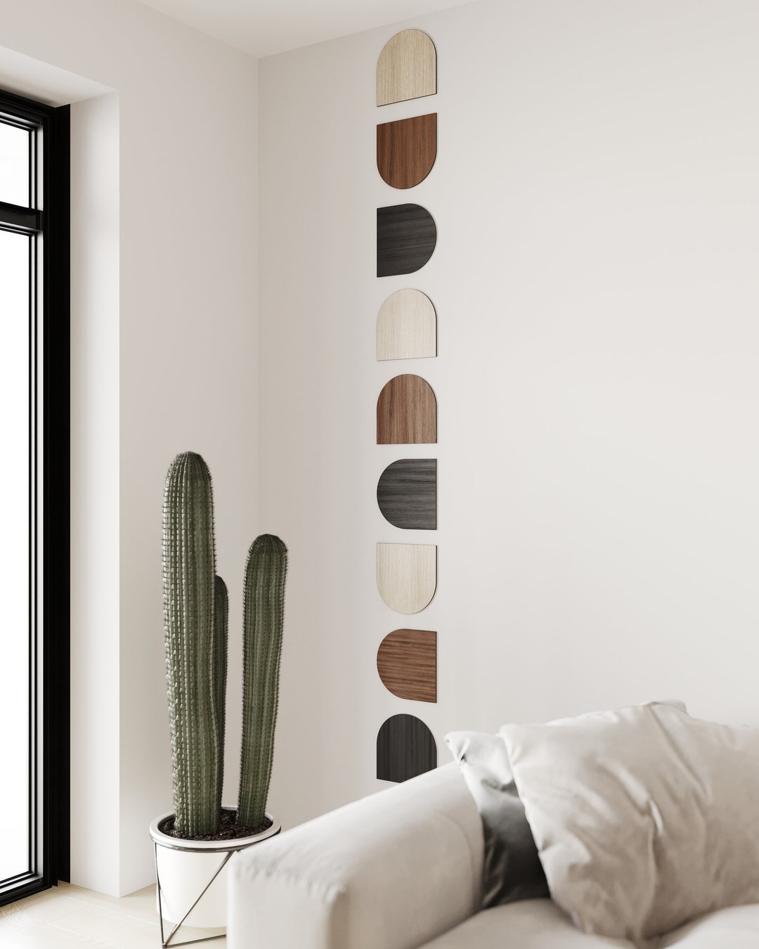 Wooden Half Circle Decals, Wall Panels, Abstract Wall Decor, Shape Wall