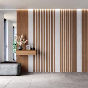 Wood Slat Wall Panel, oak decorative panel, wide size 50mm, accent wall panels, wall paneling, tv wall panel, wall molding