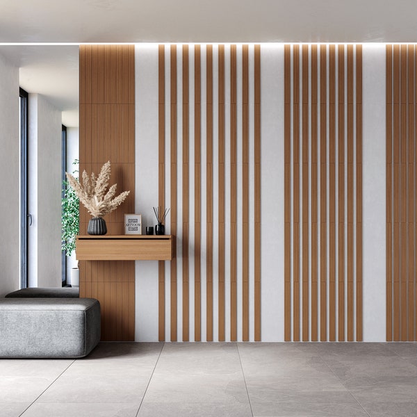 Wood Slat Wall Panel , oak decorative panel, narrow size 30mm, wall partition, wall paneling, room divider,raumteiler