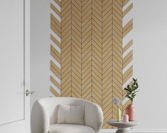 Oak Veneer Chevron Wall Panels – 3D Geometric Wood Art