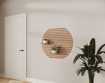 Slat circle, wood slats wall panel, accent wall, decorative wall panel, geometric wall panel, Easy Installation, Wall Covering, 3D panel