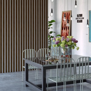 3D wall panels| Slat wall panel |Narrow size (3 cm) | Wood wall art | Modern home decor|Feature wall |13