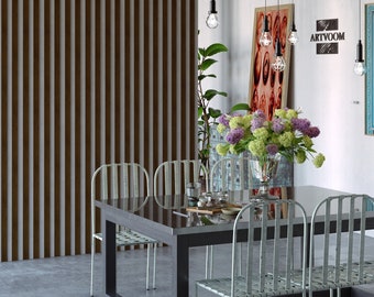 3D wall panels| Slat wall panel |Narrow size (3 cm) | Wood wall art | Modern home decor|Feature wall |13