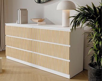 Furniture drawer wood overlay, TV Stand overlay, set of decorative wooden slats 1cm wide, ikea malm sticker, wooden furniture appliques