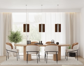 Light Natural Wood Pendant - Oak veneers Chandelier, Raw Wood Aesthetic, Modern Minimalist Hanging Lamp for Bright Spaces