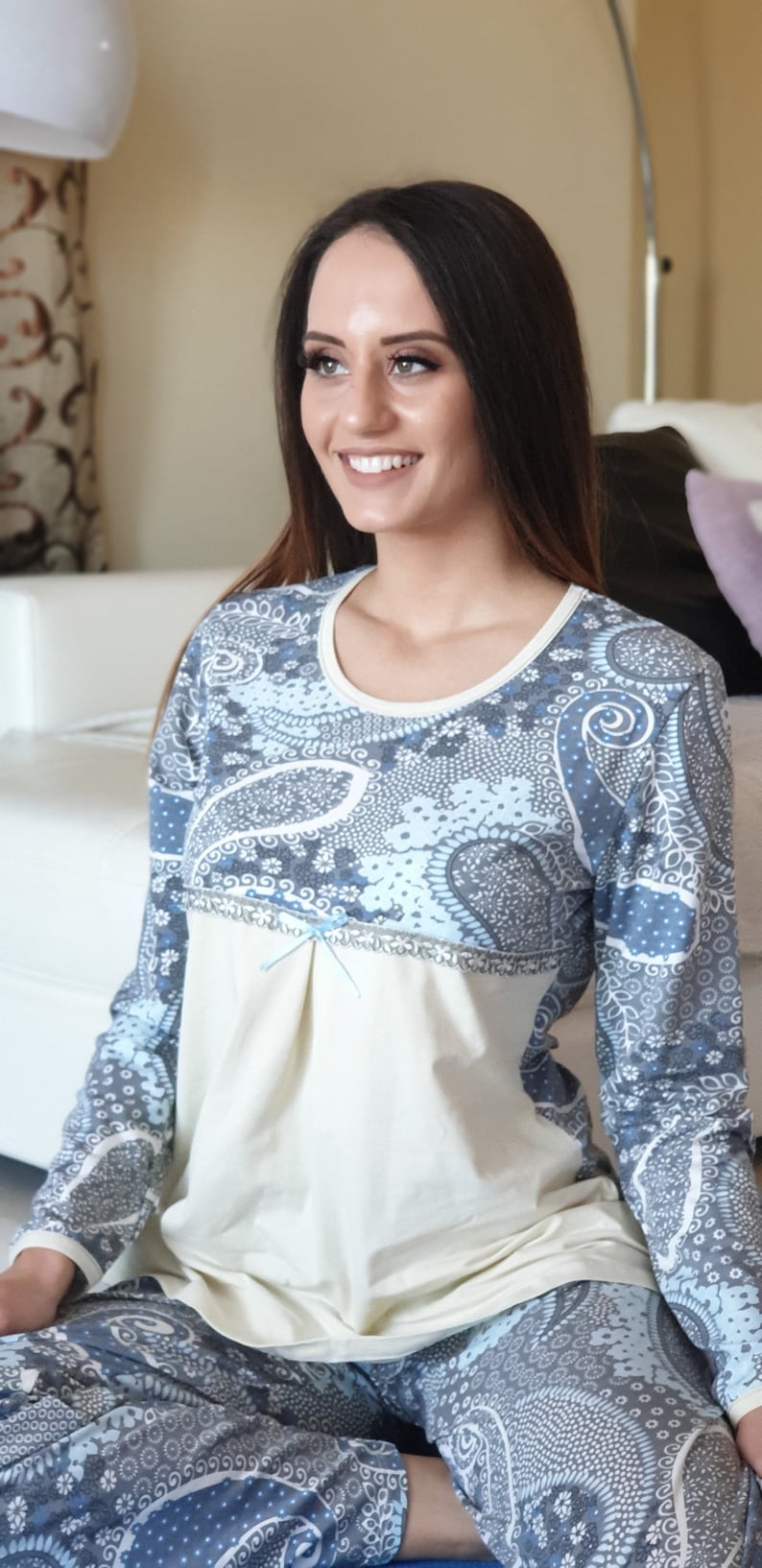 Pajama Party Set Pyjama Set for Classy Look Comfort Sleeping in Romantic Look Beautiful Soft Cotton Pajama