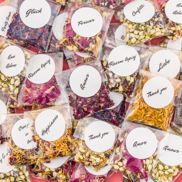 Personalised wedding confetti bags | Eco confetti packets | Flower confetti | Biodegradable confetti | Send off | DIY set