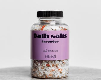 Lavender Bath Salt with Lavender Essential Oil – Natural Aromatherapy, Stress Relief, Relaxing Bath Soak, Self Care Gift, Calming Bath Salt