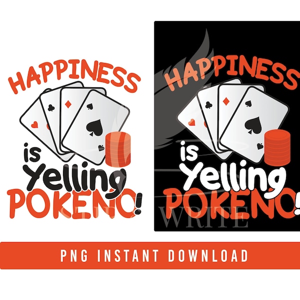 Pokeno Card Playing Graphic - PNG - Instant Download | Po-Ke-No (Pokeno) Poker Bingo Game Design