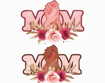 Mom and Flowers Svg, Roses PNG and SVG, Mother's Day Png and Svg, Mom Day Svg, Digital Download - Instant Download