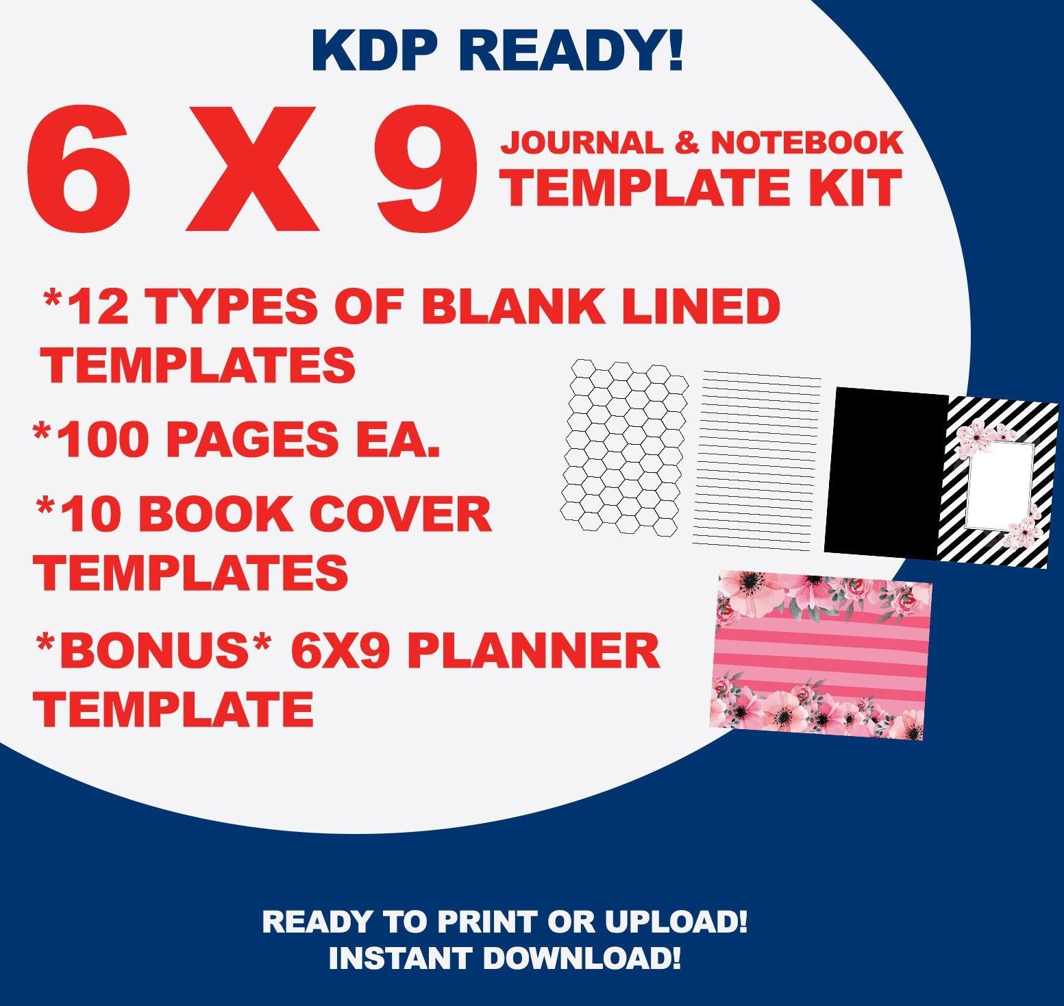 6X9 Journal Notebook Composition Templates INSTANT Etsy
