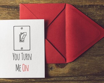 Tarjeta de San Valentín Traviesa Tarjeta divertida ? Regalo divertido para él ? Regalo divertido para ella ? You Turn Me On Card