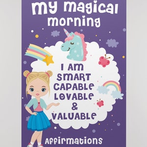 Affirmation Poster for Little Girls, Positive Affirmation Printables in 5 Poster Sizes, Daily Affirmation, Positive Quotes Poster, Wall Art