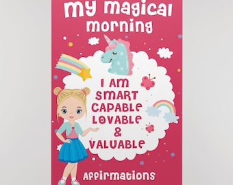 Cartel de afirmación para las niñas, Afirmaciones positivas imprimibles en 5 tamaños de póster, Afirmaciones diarias, Cartel de citas positivas, Arte de pared, Decoración