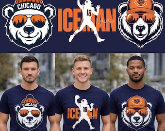 Paquete PNG digital de los Chicago Bears / 3 archivos de alta resolución / Diseño de fan de Ice 18 / Clipart de fútbol americano de los Bears para camisetas, tazas y regalos