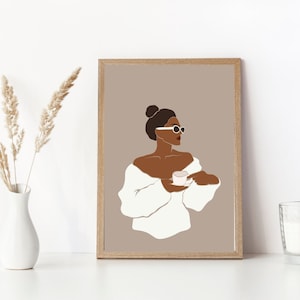 Black Girl Art, African Woman Wall Art, Black Woman Poster, African American Art, Modern Mid Century Art, Boho Wall Decor