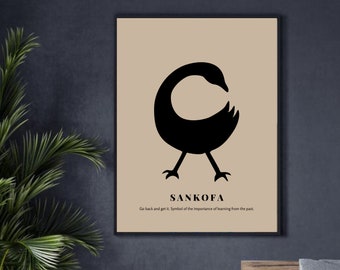 Sankofa Adinkra symbol, Adinkra wall art, African wall art, digital print, art print, African decor, African print, kente print