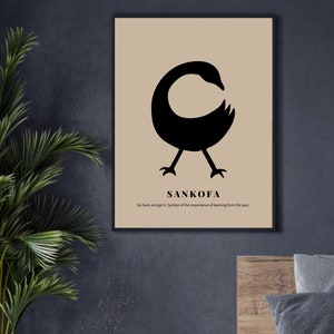 Sankofa Adinkra Symbol, Adinkra Wandkunst, afrikanische Wandkunst, Digitaldruck, Kunstdruck, afrikanisches Dekor, afrikanischer Druck, kente print