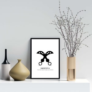 Schwarzes Akofena Adinkra Symbol, Adinkra Wandkunst, afrikanische Wandkunst, Digitaldruck, Kunstdruck, afrikanisches Dekor, afrikanischer Druck, kente print
