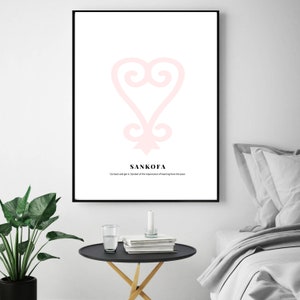 Rosa Sankofa Adinkra Symbol, Adinkra Wandkunst, afrikanische Wandkunst, Digitaldruck, Kunstdruck, afrikanisches Dekor, afrikanischer Druck, kente print