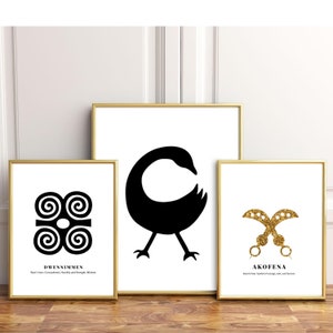 Set of 3 Adinkra Symbol | Africa symbol, Africa wall art, African wall art, digital print, African decor, African print, kente