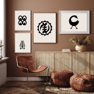 Set of 4 Adinkra Symbol | Africa American art, Africa wall art, African wall art, digital print, African decor, African print, kente