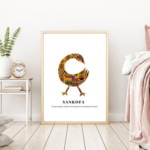 Kente Sankofa Adinkra Symbol, Adinkra Wandkunst, afrikanische Wandkunst, Digitaldruck, Kunstdruck, afrikanisches Dekor, afrikanischer Druck, kente print