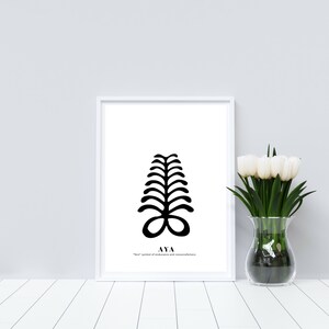 Aya Black, Adinkra Symbol,, African Wall Art, Digital Print, Art Print ...
