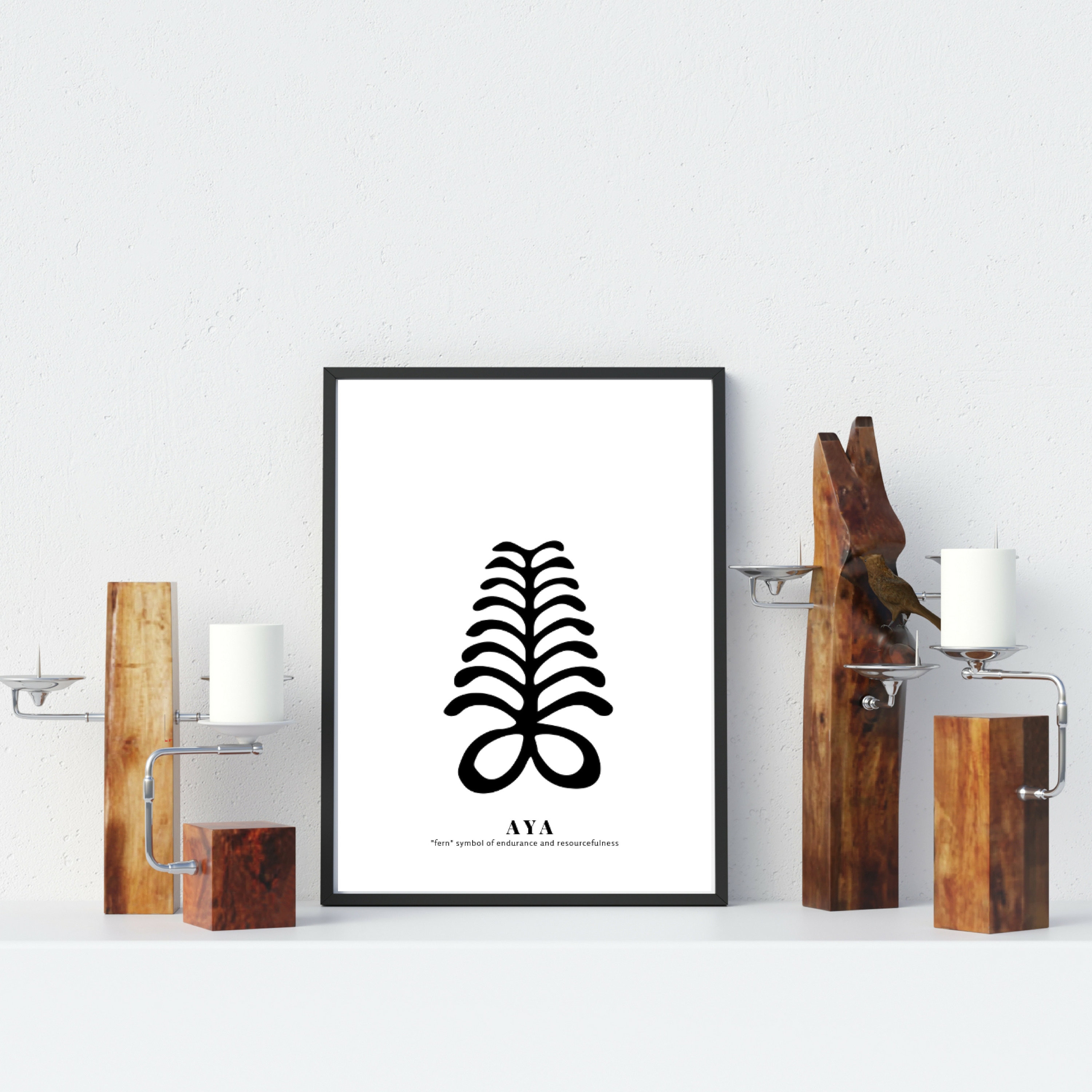 Aya Black, Adinkra Symbol,, African Wall Art, Digital Print, Art Print ...