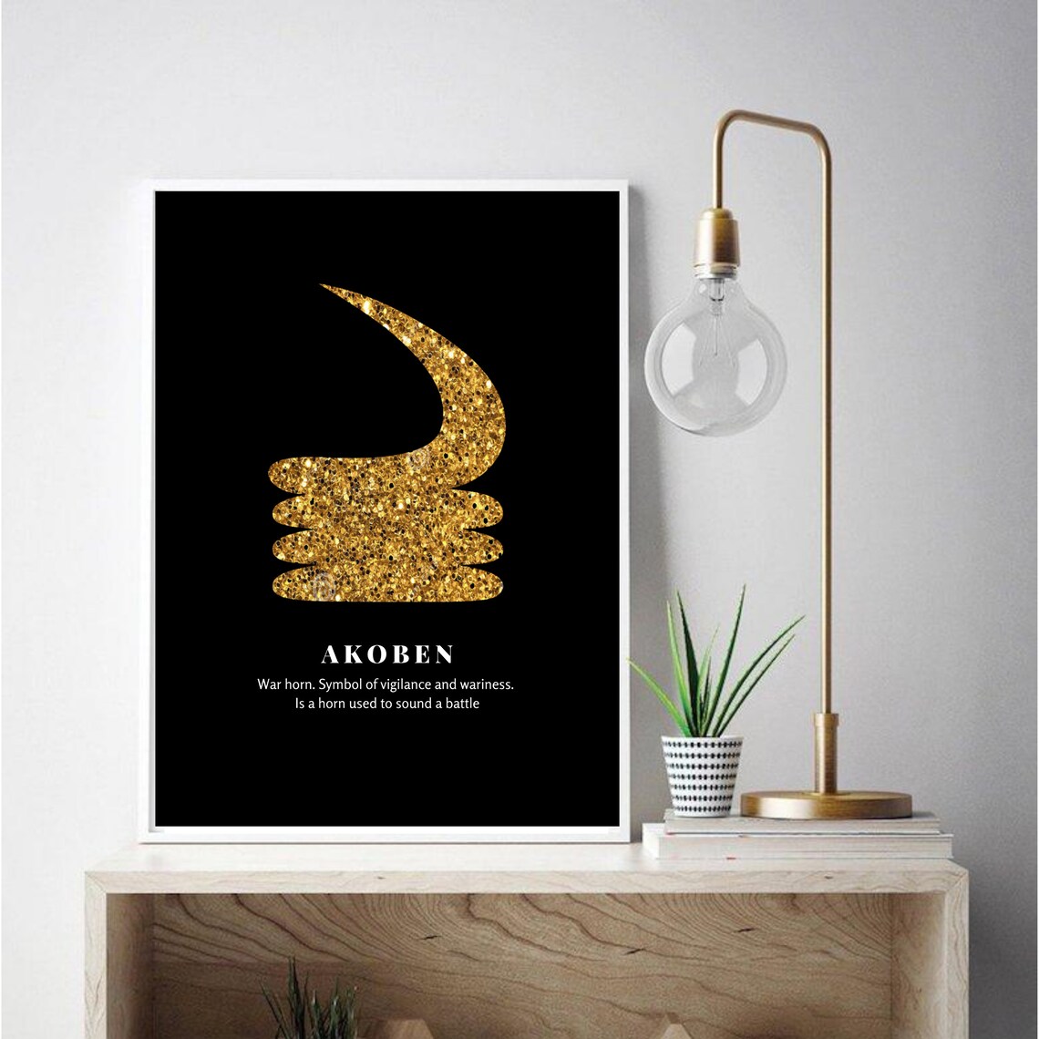 GOLD & Black Akoben Adinkra Symbol, Adinkra Wall Art, African Wall Art ...