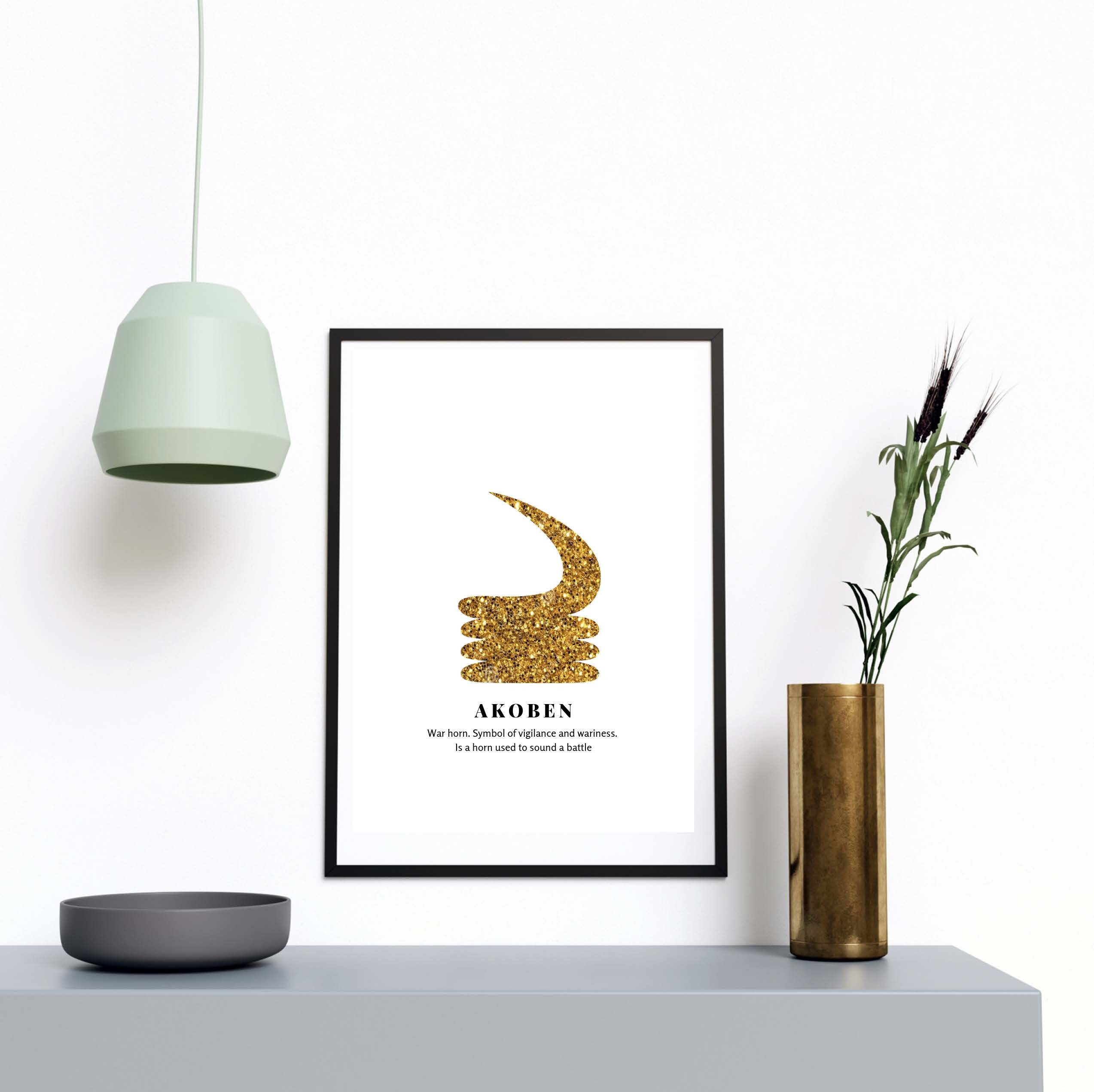 GOLD Akoben Adinkra Symbol, Adinkra Wall Art, Symbols, African Wall Art ...