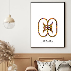 Akwaaba Adinkra Symbol, Adinkra Wandkunst, afrikanische Wandkunst, Digitaldruck, Kunstdruck, afrikanisches Dekor, afrikanischer Druck, kente Druck