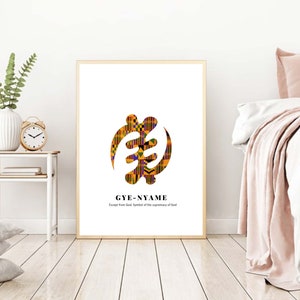 Kente Gye-nyame Adinkra symbol, Adinkra wall art, African wall art, digital print, art print, African decor, African print, kente print