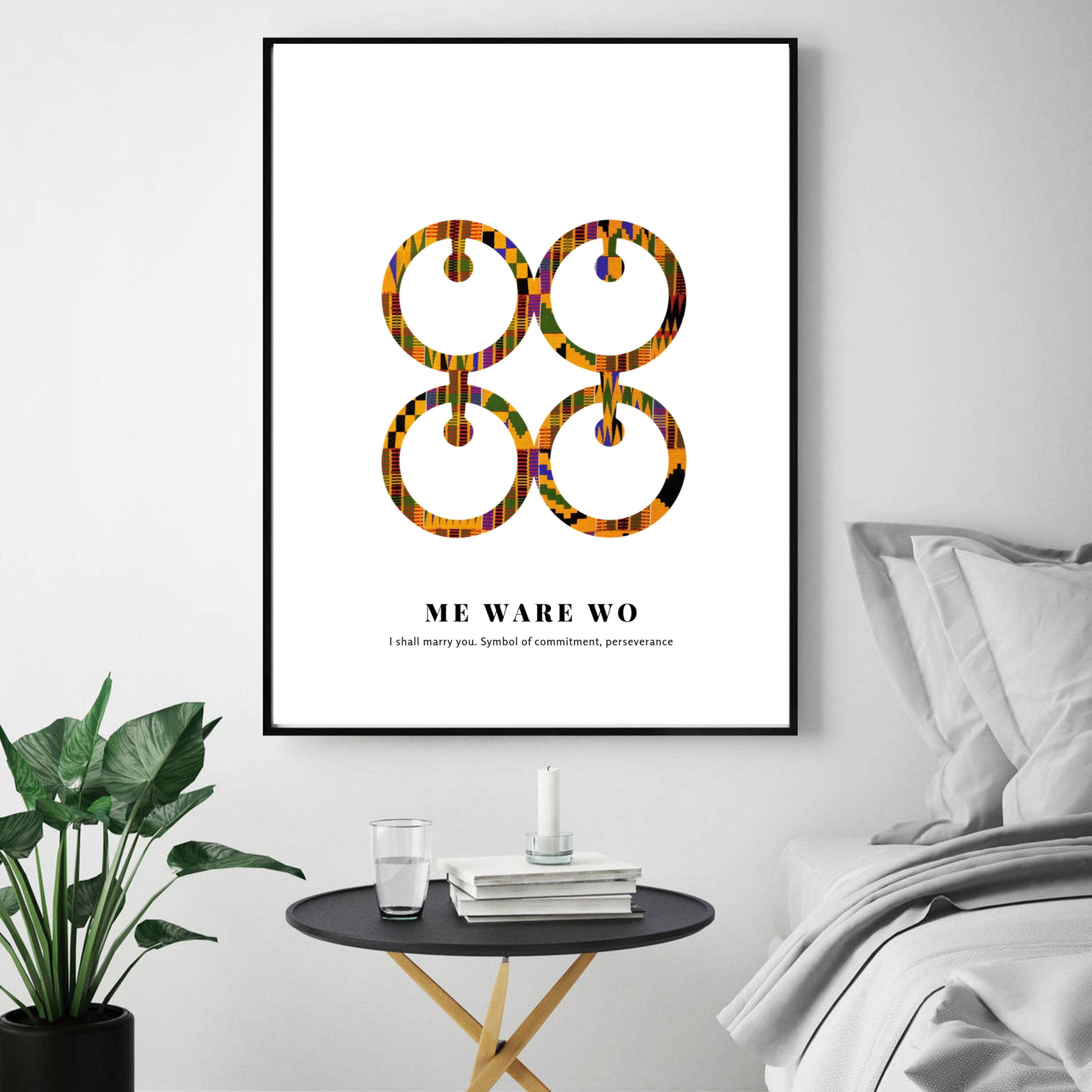 Kente Me Ware Wo Adinkra Wall Art Adinkra Symbol, Adinkra Wall Art