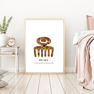 Kente Duafe Adinkra symbol, Adinkra wall art, African wall art, digital print, art print, African decor, African print, kente print