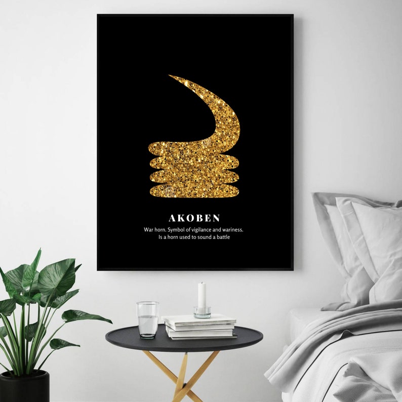 GOLD & Black Akoben Adinkra Symbol, Adinkra Wall Art, African Wall Art ...