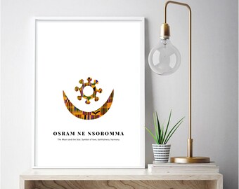 Symbol Adinkra, sztuka ścienna Adinkra, afrykańska sztuka ścienna, wydruk cyfrowy, wydruk artystyczny, afrykański wystrój, afrykański wydruk, wydruk kente