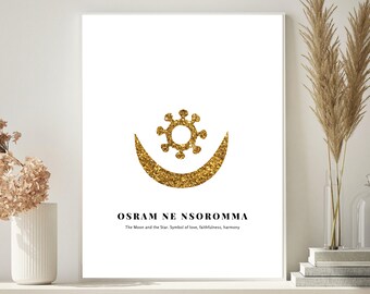 Symbol Adinkra, sztuka ścienna Adinkra, afrykańska sztuka ścienna, wydruk cyfrowy, wydruk artystyczny, afrykański wystrój, afrykański wydruk, wydruk kente