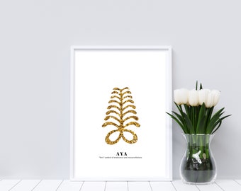 Oro Aya, símbolos de Adinkra, arte de pared africano, impresión digital, impresión de arte, decoración africana, impresión africana, impresión kente