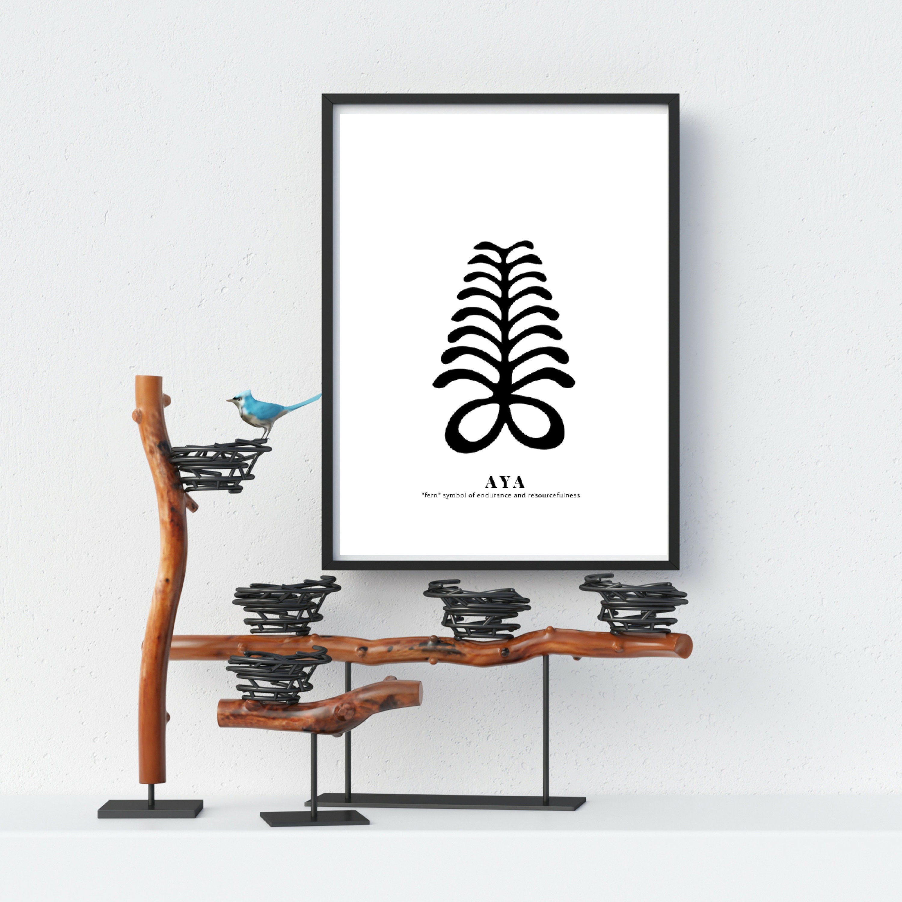 Aya Black, Adinkra Symbol,, African Wall Art, Digital Print, Art Print ...