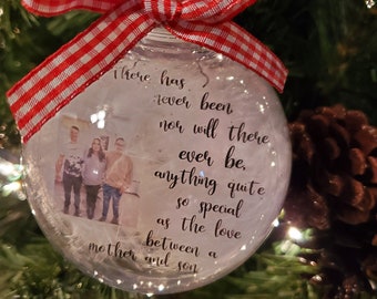 Ornament, Mother + Son special bond, floating Christmas ornament, keepsake