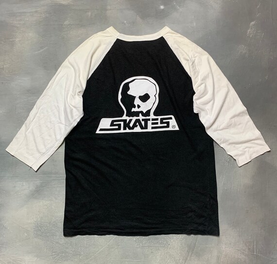 RARE! 80s 90s Raglan Skull Skates T-Shirt/90s Skul