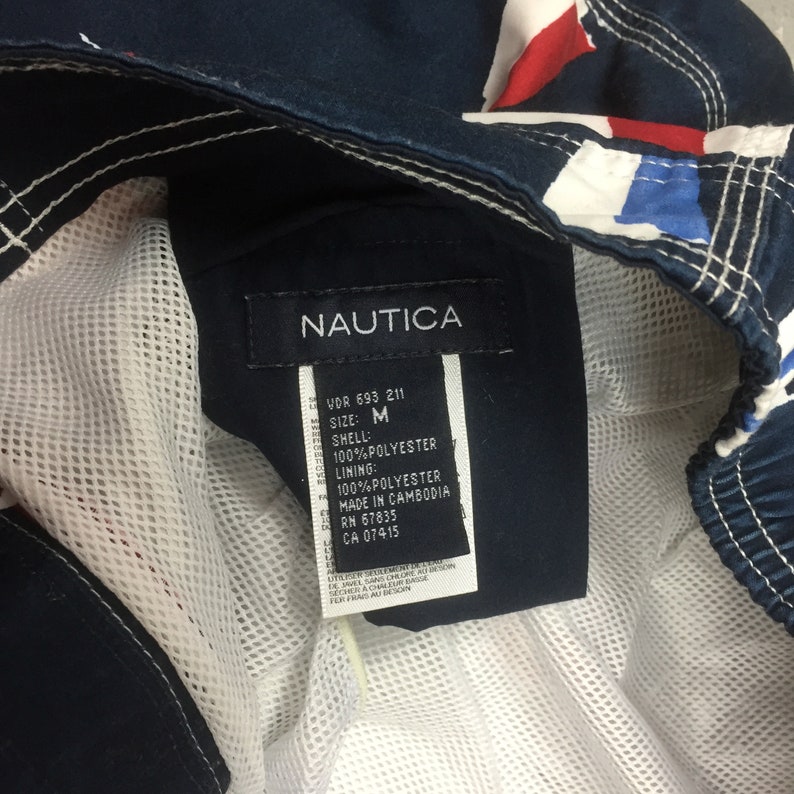 90s Nautica Boardshort Flag All Over Print Short Pants90s Nautica Navy Blue Shorts90s Nutica ClothingShort Pants