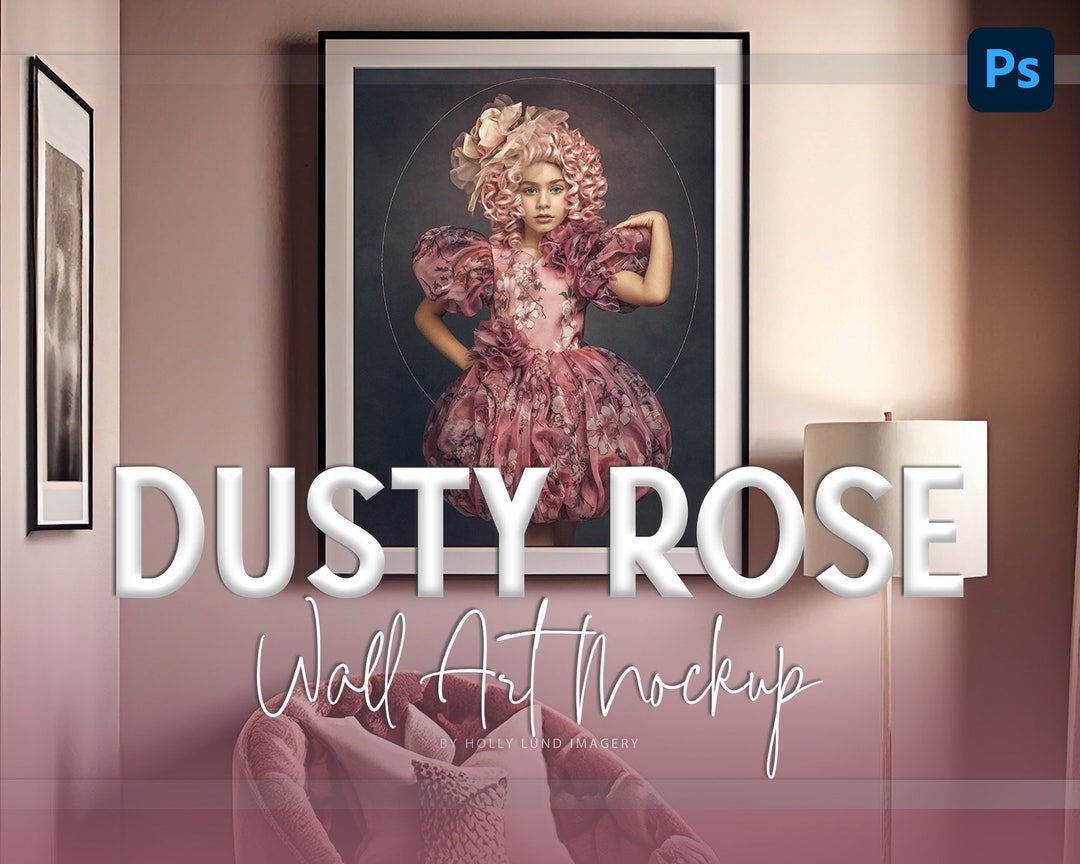 Dusty Rose Wall Art Room Mock up PSD Template Luxury Frame Mockup Etsy