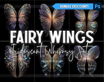 Feenflügel Overlays (Iridescent Whimsy Set) - Digitale Overlays für zusammengesetzte Fotografie