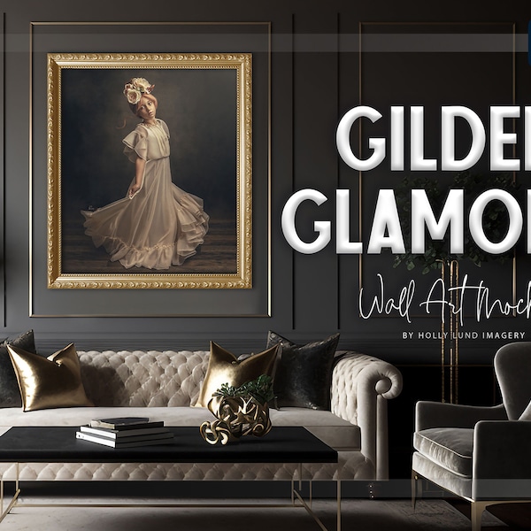 Gilded Glamor - Wall Art Room Mock Up - PSD Template - Frame Mockup