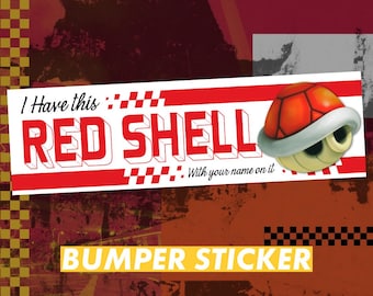 Pegatina o imán de Mario Kart Red Shell - Regalo para gamers (25 x 7,6 cm)