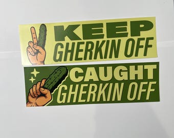 Pack de pegatinas de pepinillos: 2 pegatinas divertidas de 25 x 7,6 cm con juegos de palabras
