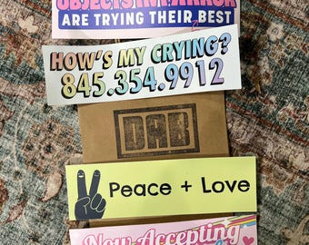 Pack de pegatinas pastel divertidas: humor sobre salud mental y positividad retro