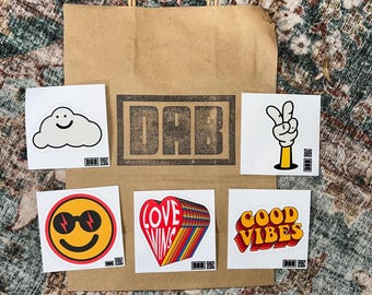 Paquete de pegatinas retro "Good Vibes" (vinilo resistente al agua)